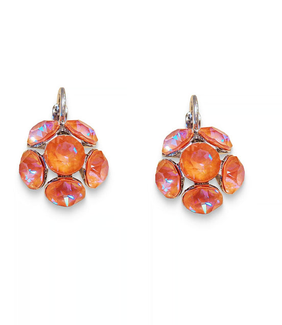Crystal drop,light peach,earrings,rhodium silver