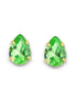 Crystal pear stud earrings green ,yellow gold