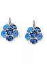 Crystal drop,denim blue ,earrings,rhodium silver