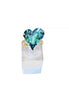 Crystal sweetheart stone ring,green,yellow gold