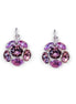 Crystal drop, dark pink,earrings,rhodium silver