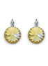 Crystal rivoli  drop earrings, dark yelow ,rhodium silver