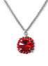 Crystal and pearl round pendant necklace red siam