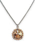 Crystal and pearl round pendant necklace golden shadow