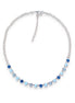 Collier en cristaux et perles Swarovski, bleu glacier, bleu pastel, plaqué argent brillant
