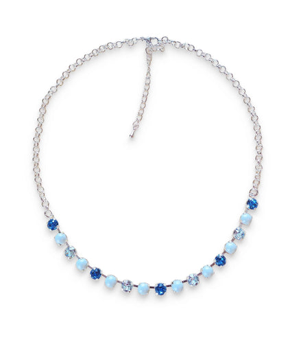 Crystals and pearls ,ice blue ,pastel blue necklace, bright silver