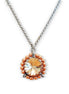 Crystal and pearl round pendant necklace light silk