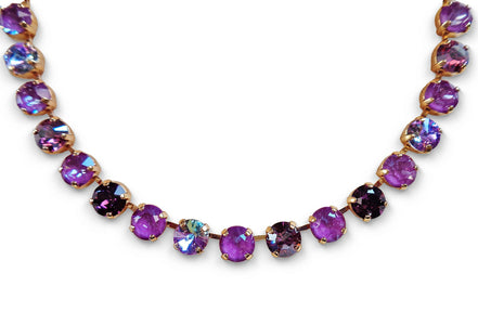 RASPBERRY GARDEN  crystal necklace crsytal orchid ,yellow gold