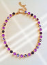 RASPBERRY GARDEN  crystal necklace crsytal orchid ,yellow gold