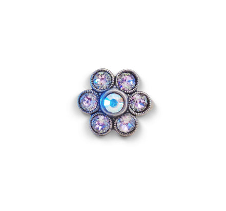 Cute crystal flower design finger ring purple,antique silver