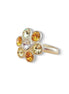 Cute crystal flower design finger ring yellow,silver plated