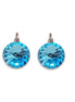 Crystal  rivoli  drop earrings, light turquoise,rhodium silver