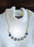 Crystal blue and green tones, decorated necklace,gold plated