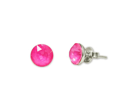 Crystal  stud earrings  electric pink