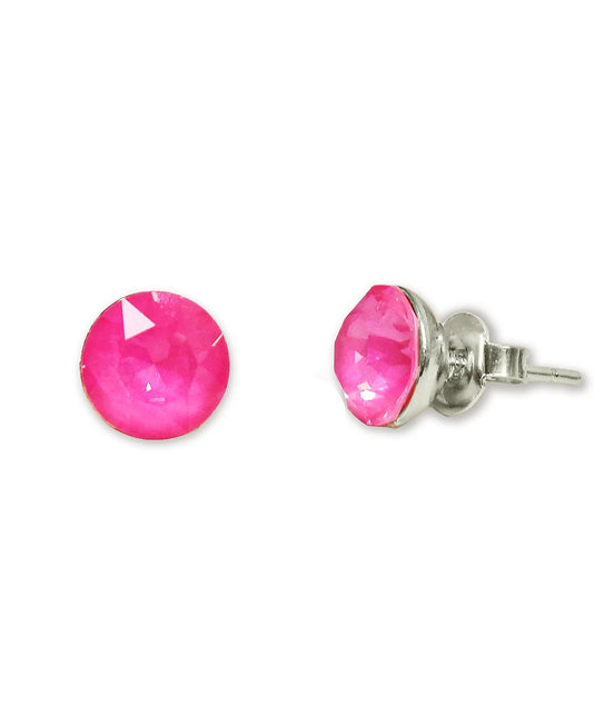 Crystal  stud earrings  electric pink