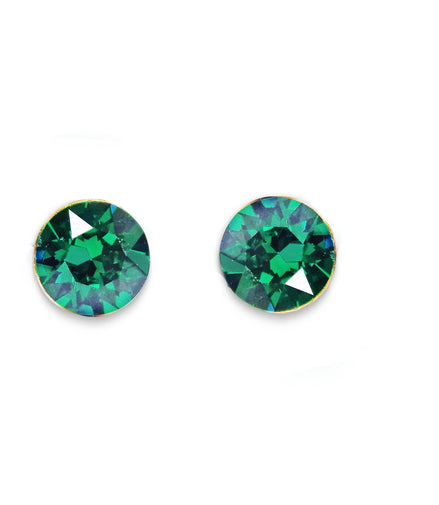 Crystal  stud earrings majestic green,yellow gold  or silver plated