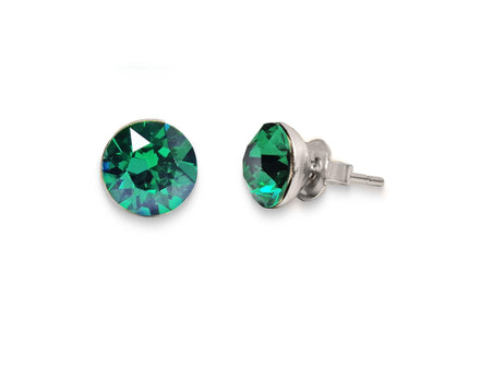 Crystal  stud earrings majestic green,yellow gold  or silver plated