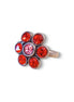 Cute crystal flower design finger ring orange,antique silver