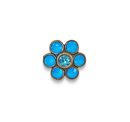 Cute crystal flower design finger ring  blue opal,antique brass