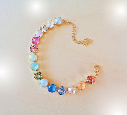 FUNNY GIRL Austrian crystal  tennis bracelet light pastel colours