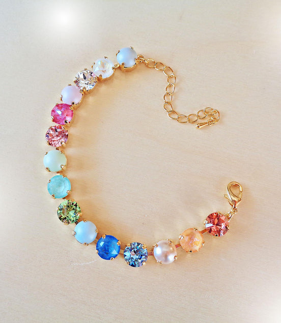 FUNNY GIRL Austrian crystal  tennis bracelet light pastel colours