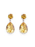 Crystal pear drop earrings crystal,dark lemon,rhodium silver plated