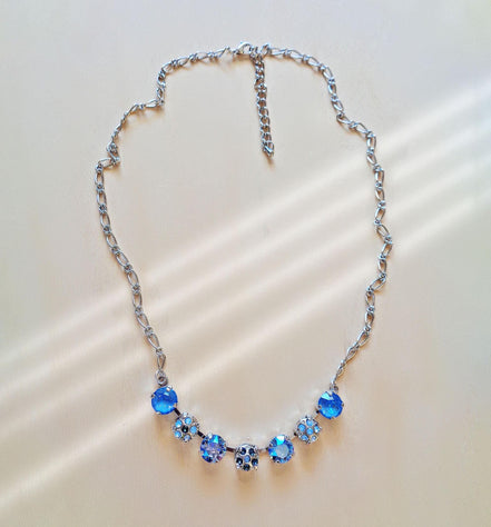 Crystal decorated necklace, ocean delite and light sapphire