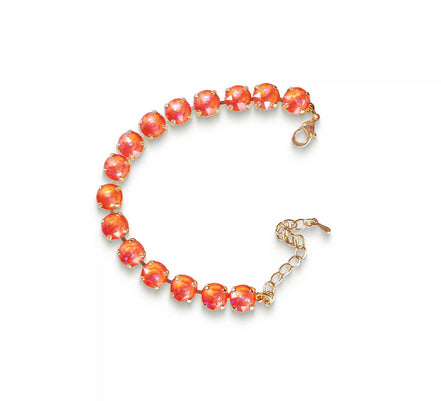 Austrian crystal tennis bracelet orange glow delite,yellow gold