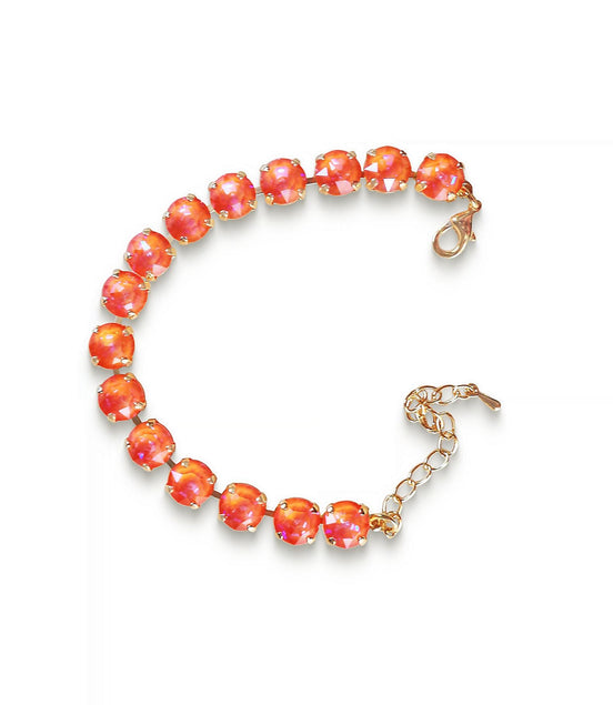 Austrian crystal tennis bracelet orange glow delite,yellow gold
