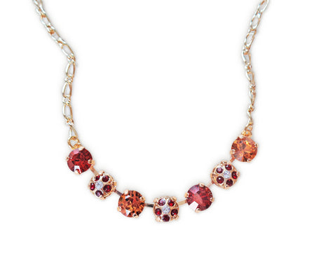 Crystal chain decorated necklace indian red and topaz,gold plated
