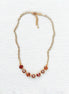 Crystal chain decorated necklace indian red and topaz,gold plated