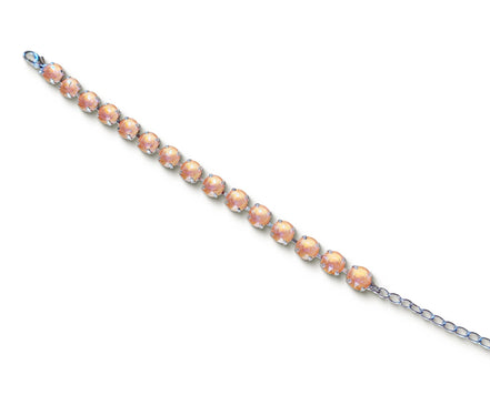 Austrian crystal  tennis bracelet light peac , rhodium silver