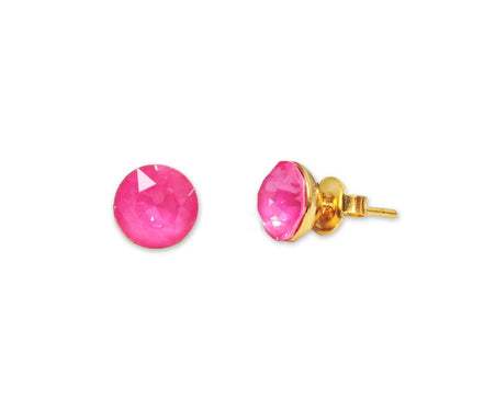 Crystal  stud earrings  electric pink
