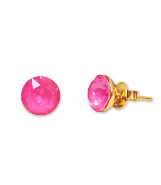 Crystal  stud earrings  electric pink