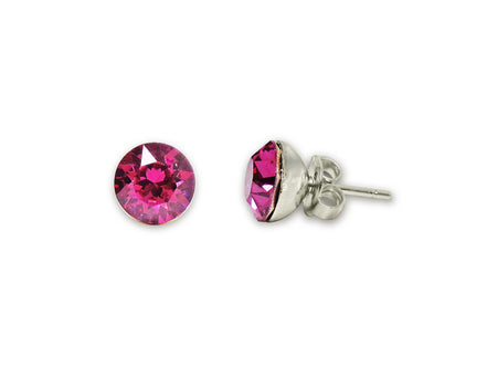 Crystal  stud earrings fuchsia pink