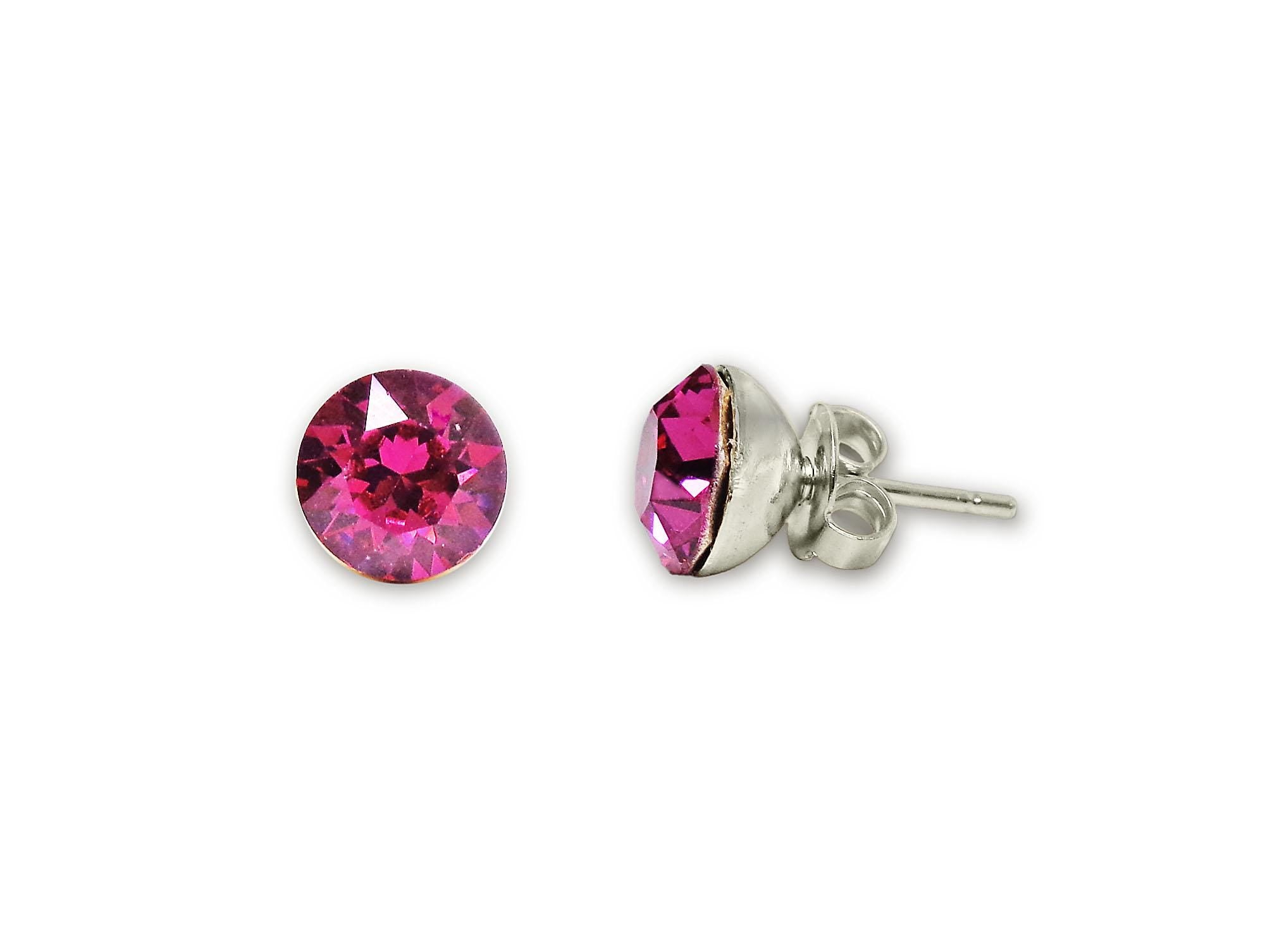 Crystal  stud earrings fuchsia pink