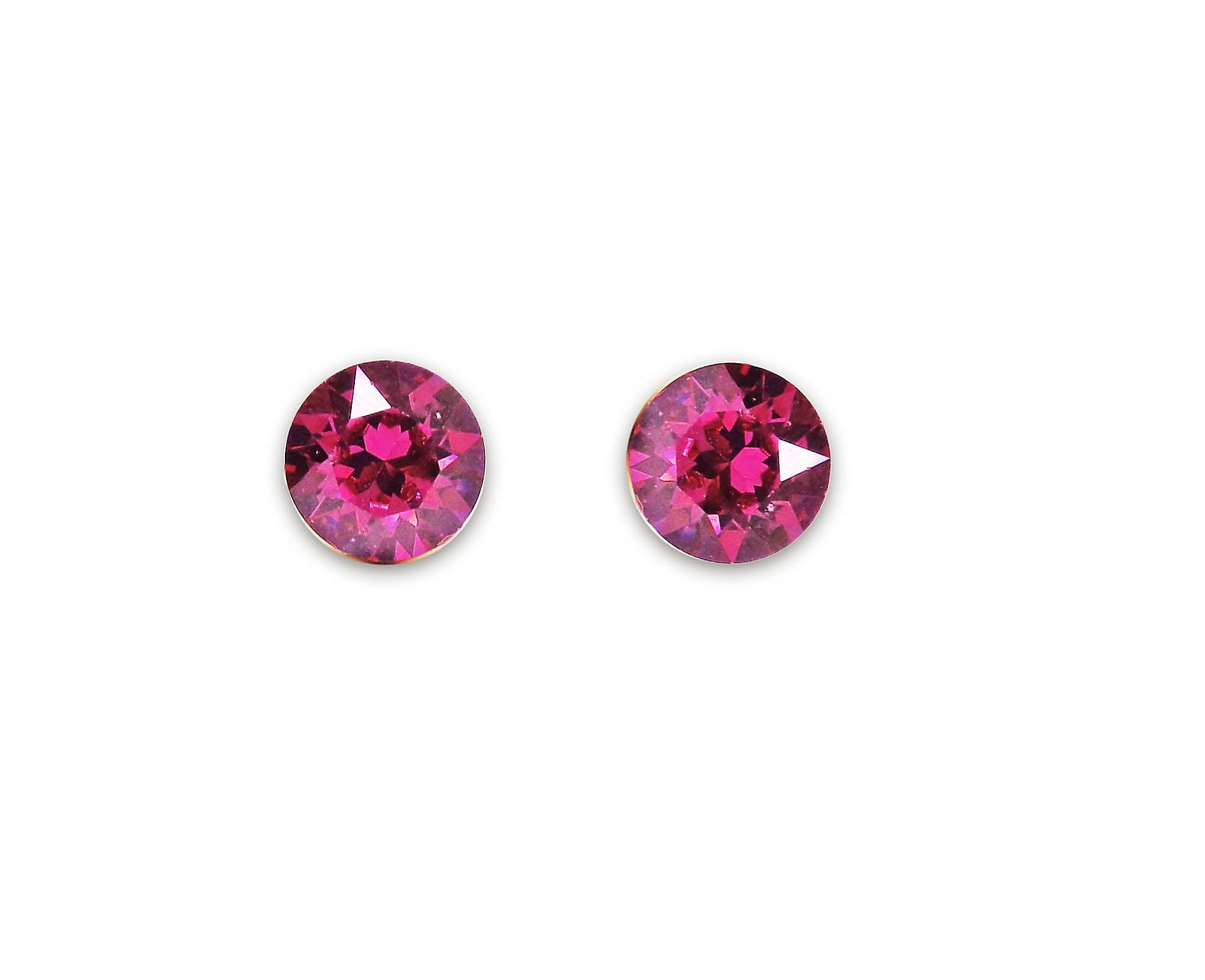 Crystal  stud earrings fuchsia pink