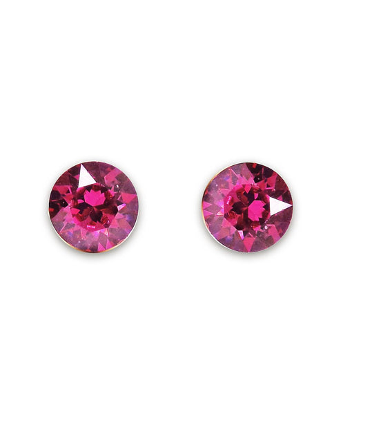 Crystal  stud earrings fuchsia pink