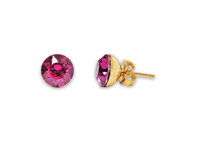 Crystal  stud earrings fuchsia pink