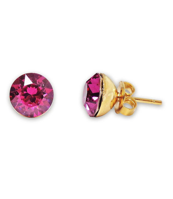 Crystal  stud earrings fuchsia pink