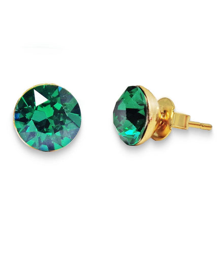 Crystal  stud earrings majestic green,yellow gold  or silver plated