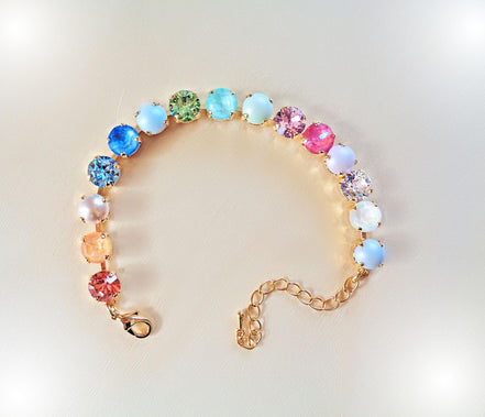 FUNNY GIRL Austrian crystal  tennis bracelet light pastel colours