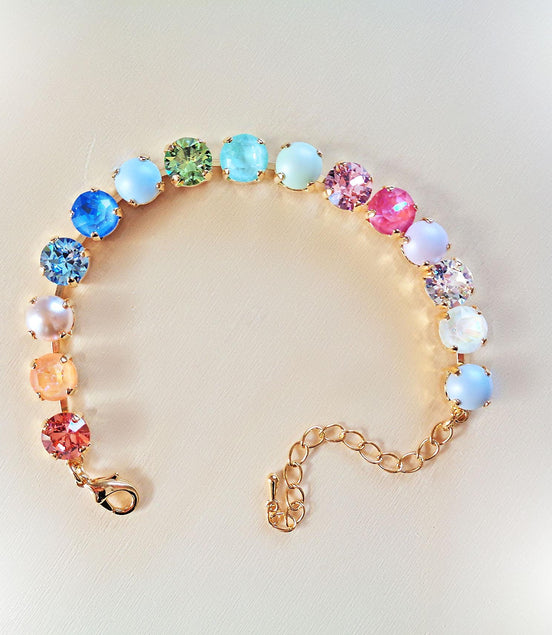 FUNNY GIRL Austrian crystal  tennis bracelet light pastel colours