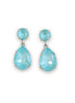 Crystal pear drop earrings,soft mint,silver plated