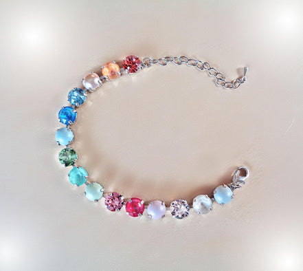 FUNNY GIRL Austrian crystal  tennis bracelet light pastel colours