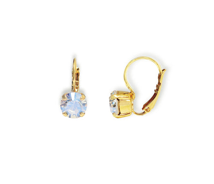 Crystal drop earrings ,clear moonlight,18k gold plated