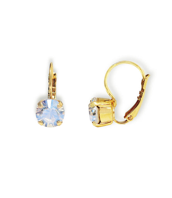 Crystal drop earrings ,clear moonlight,18k gold plated