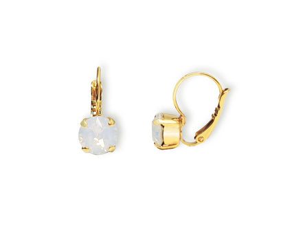 Crystal  drop earrings,white opal,18k gold plated