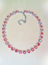 PINK AND PEACH  crystal necklace peach shimmer,rhodium silver