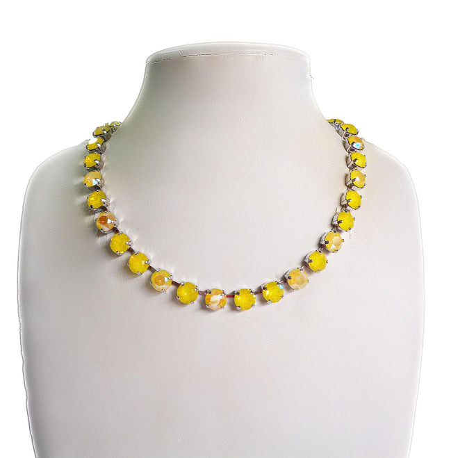DAFFODIL GARDEN Austrian crystal tennis necklace,yellow opal shimmer